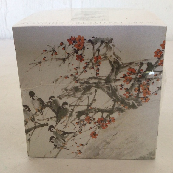 ART INSTITUTE OF CHICAGO REN YI BIRDS ON RED PLUM STICKY NOTE CUBE NWT - Picture 5 of 8